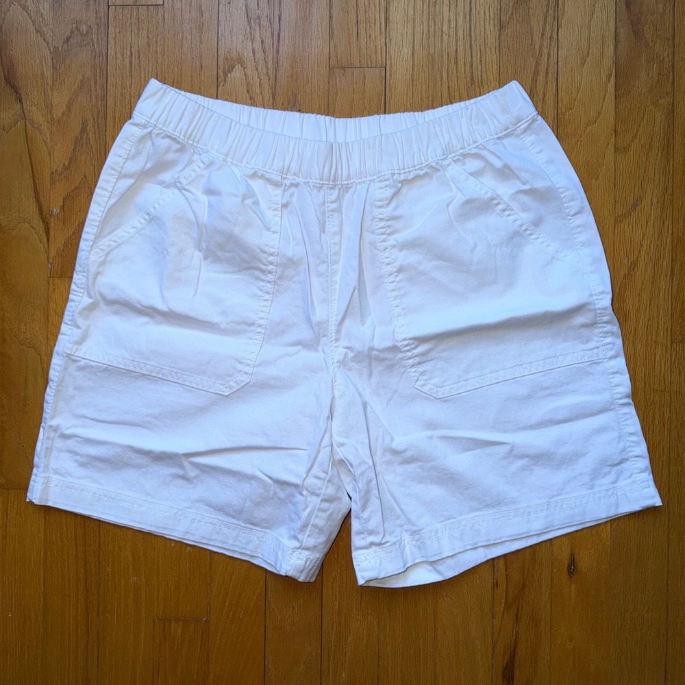 Style & Co Womens White Pull On Elastic Waist Shorts M Coastal Cotton Pockets